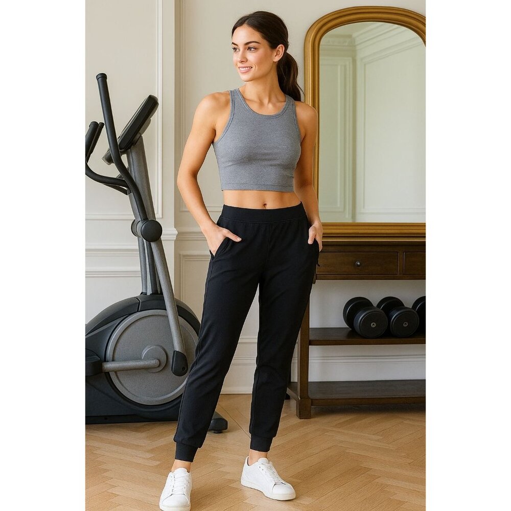 Fabletics XXS Venetia Jogger Black Athleisure Elastic Waist Active Pants Pockets - Picture 4 of 10
